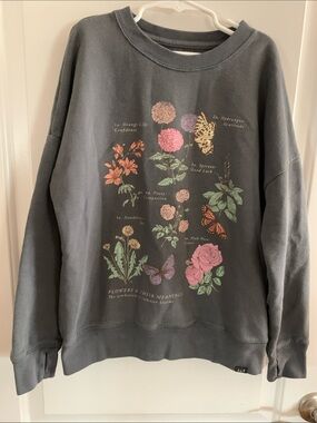 abercrombie kids Charcoal Floral & Butterfly Crew Sweatshirt